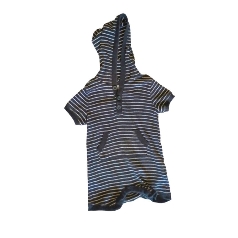 Old Navy Black and White Striped Hooded Onesie